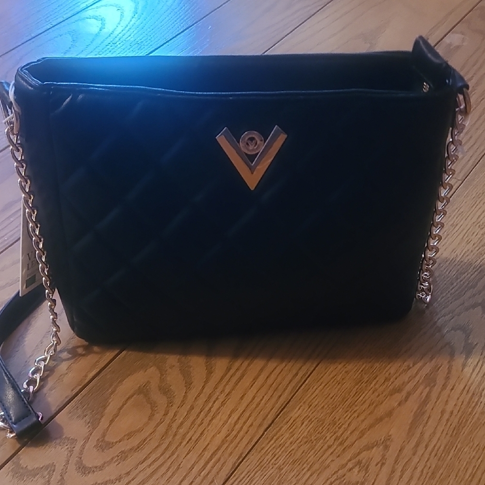NWT VALENTINO ORLANDI Vegan Elegant Black Quilted Shoulder Bag